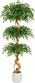 6FT Artificial Ficus Tree, 72in Fake Silk Tree by ZEEOZE