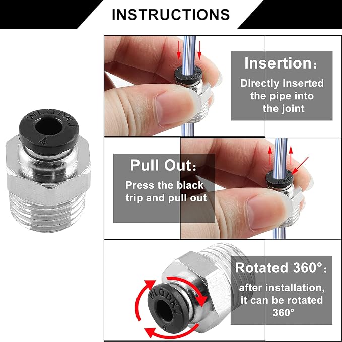 10Pcs 4mm Push Connect 1/4 NPT Male Straight Pneumatic Fitting | Pure Copper - Image 6