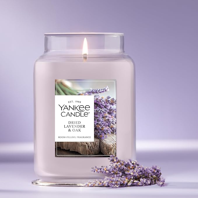Yankee Candle Dried Lavender & Oak, Scented Candle, 22oz Large Jar - Image 4