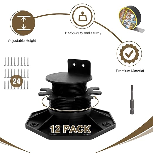 12 Pack Adjustable Deck Support Pedestal Kit 1-3/16" to 2-3/8" | Deck - Image 4