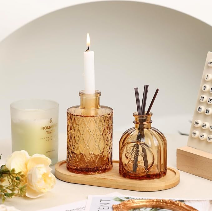 18pcs Amber Glass Bud Vase Set, Decorative Flower Vases - Image 7