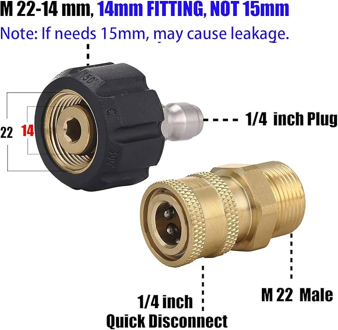 M MINGLE Pressure Washer Adapter Set, Quick Connect Gun to Wand, M22 14mm to - Image 3