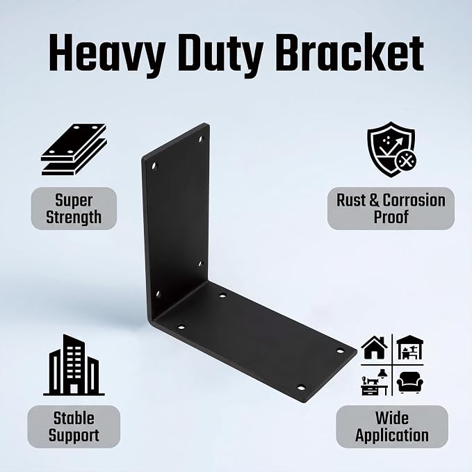 4Packs Heavy Duty Steel Corner Brackets, 90 Degree Angle Post Bracket-6"x 6" - Image 3