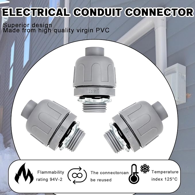 3/4 inch Liquid Tight Connector 180 Degree PVC nonmetallic Flexible Conduit - Image 5