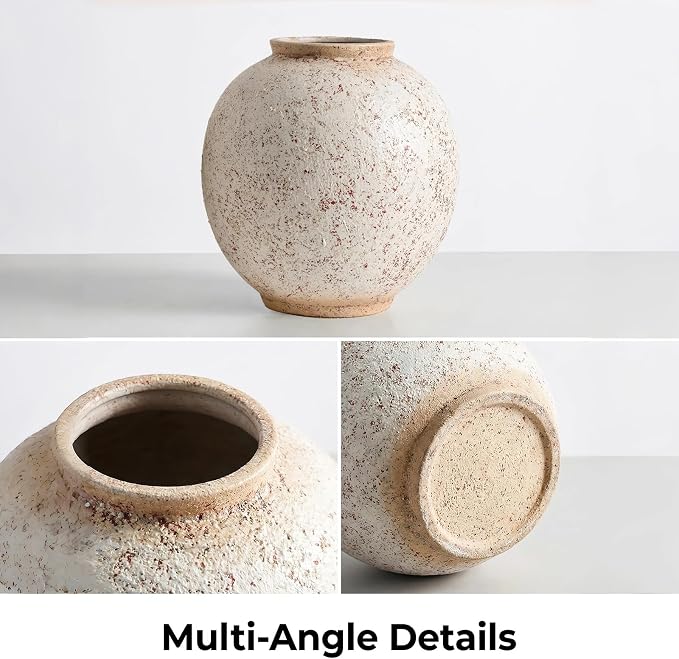 Large Ceramic Vase, 10.8" H, Round & Tall, Indoor Table Living Room Decor - Image 9