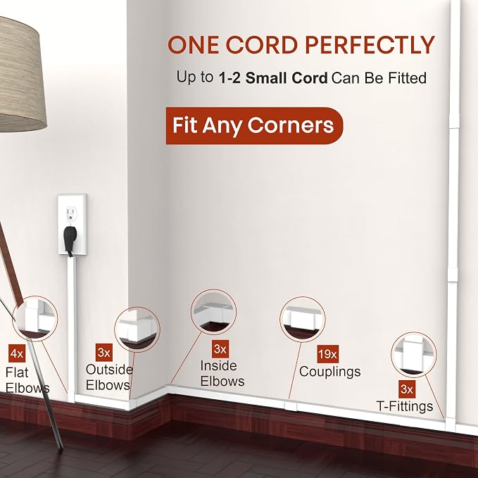 One Cord Channel Cable Concealer - 315in One-Cord Cover - Image 3