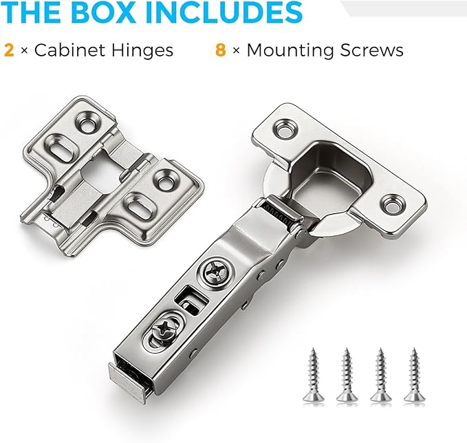 HOME EDIT 1 Pairs 2 Pack European Full Overlay Soft Close Cabinet Hinges | - Image 4