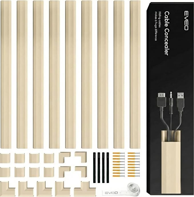 Cord Covers for Wires on Wall - 150in Cable Management Cable Hider - Cord by EVEO