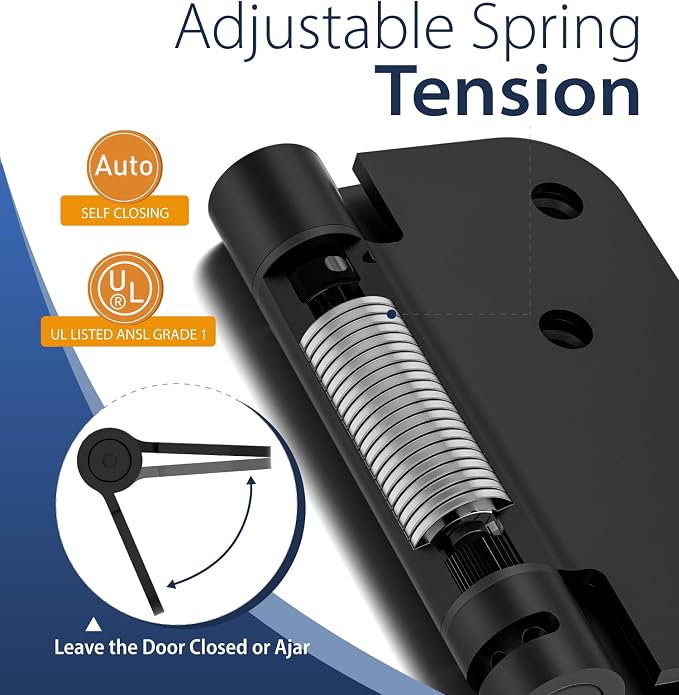 4 Inch Self Closing Door Hinges, 1/4" Radius Corners | Spring Loaded Hinges - Image 3