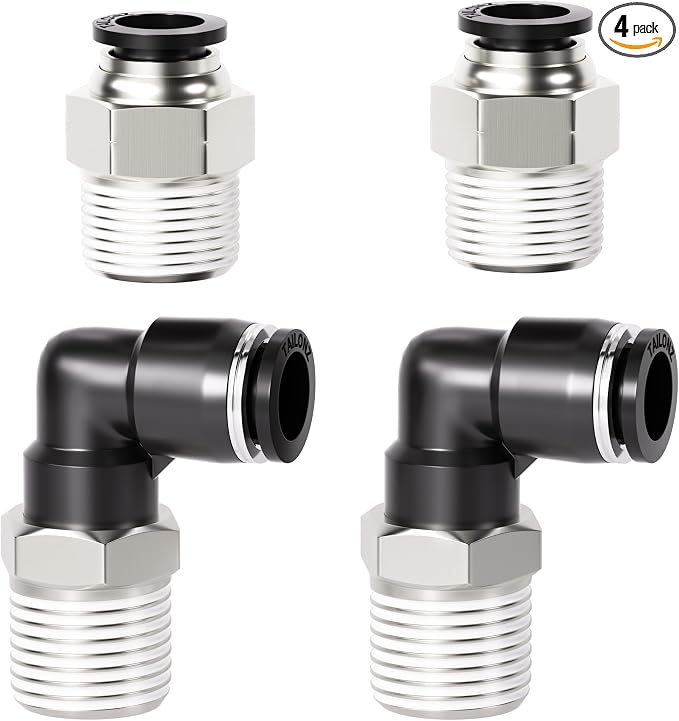 TAILONZ PNEUMATIC Elbow and Straight Combination 3/8 Inch Tube OD x 3/8 Inch by TAILONZPNEUMATIC