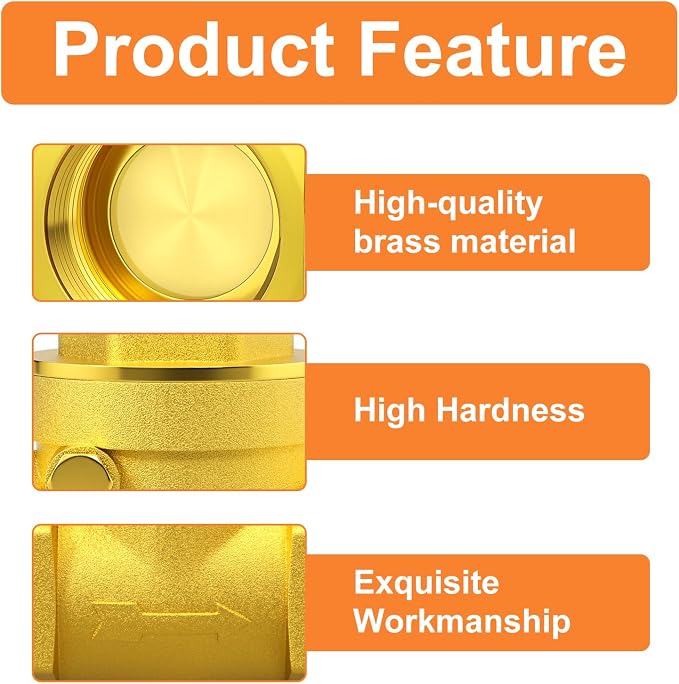 GASHER 1PC Swing Brass Check Valve DN80 3" Female Thread, Backflow Prevention - Image 5