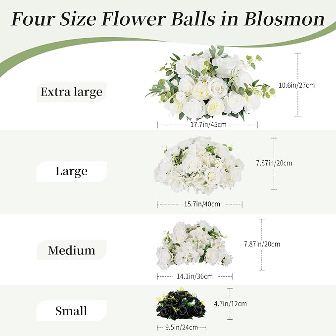 BLOSMON Black Rose Artificial Flower Balls - Image 5