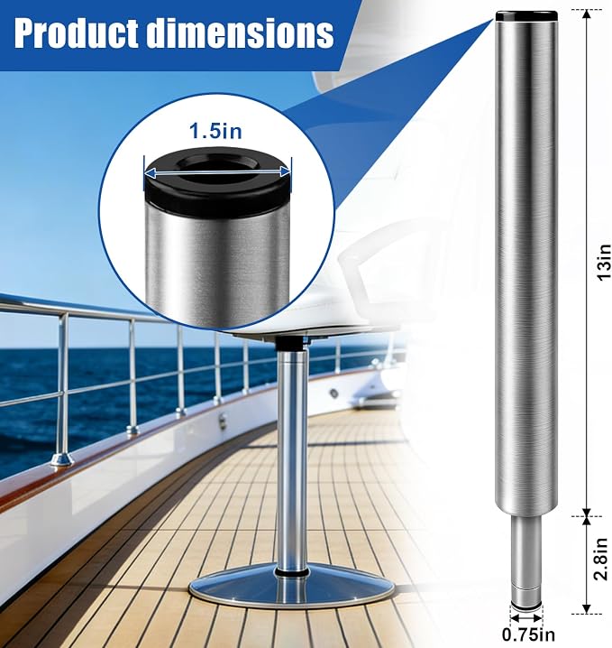 3/4" Boat Seat Pin Post, 1.5-Inch Diameter Marine Aluminum Alloy Pedestal Base - Image 2