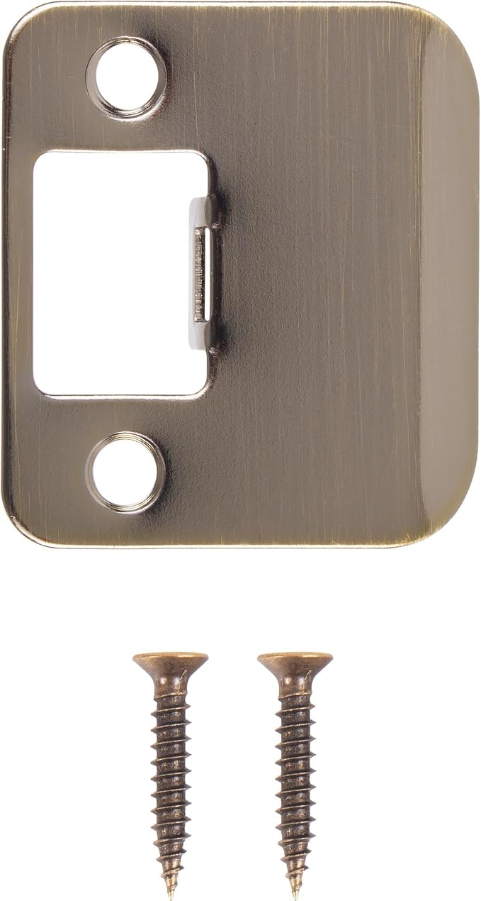 Round Corner Extended Lip Strike Plate, 2-1/4" x 1-1/2", Antique Brass - Image 2