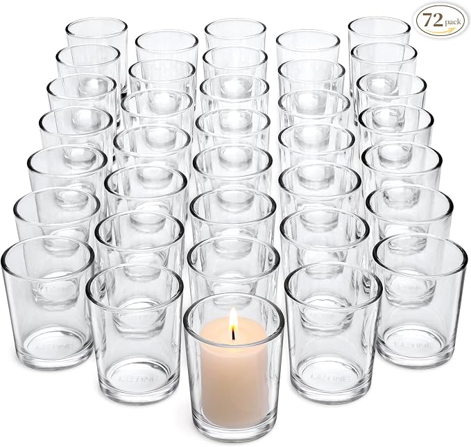 LETINE 72-Pack Votive Candle Holders, Reusable Durable Candle Votives by LETINE