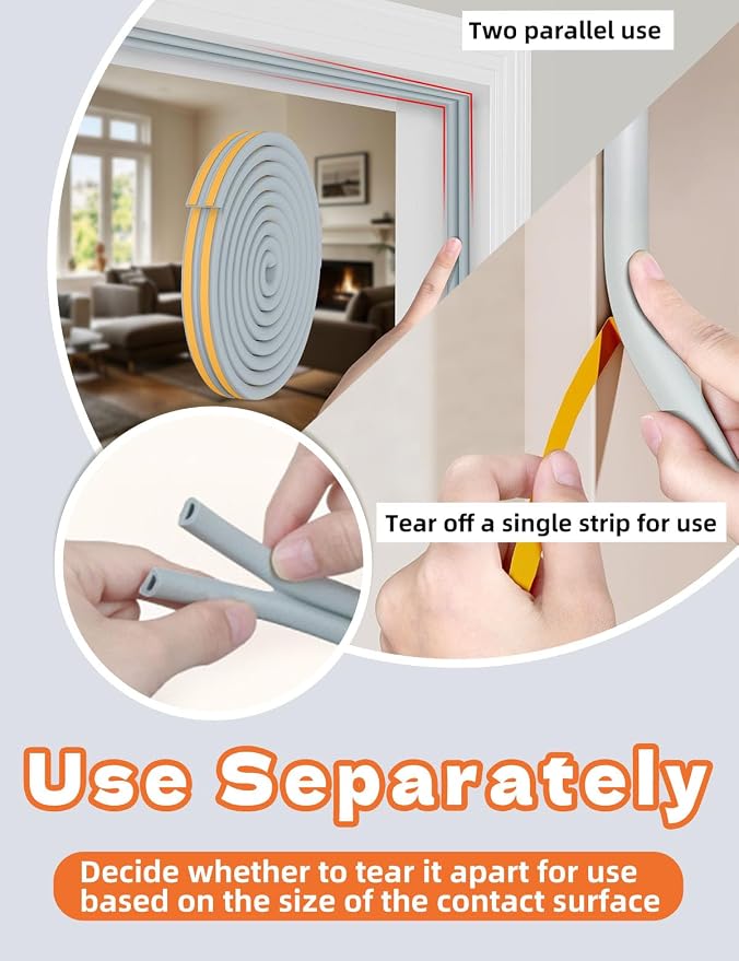 32.8 Ft Weather Stripping Door Seal Strip, Self Adhesive Door Soundproofing D - Image 3