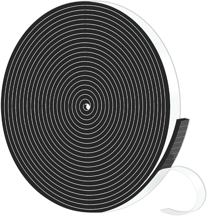 Door Seal Strip, High Density CR Insulation Tape, 3/8 in x 1/8 in x 16.5Ft | by MIKONIYA