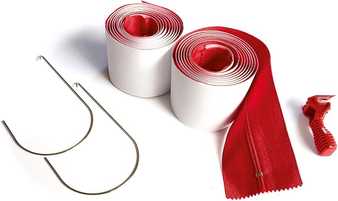 ZipWall FoamRail 2-Pack Tapeless Seal Dust Barrier Zipper 2-Pack Heavy-Duty Red - Image 3