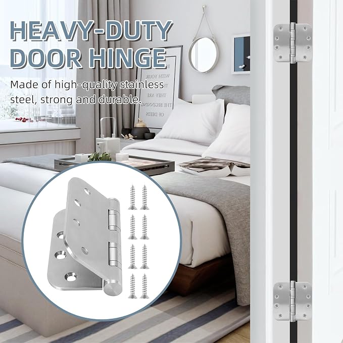 6 Pack Stainless Steel Silver Door Hinges - Image 2