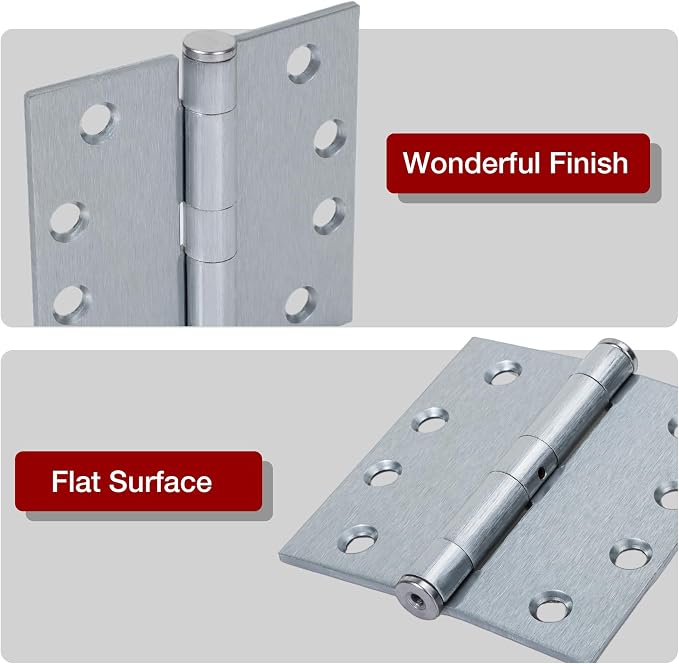 TDCHINGES Heavy Duty Door Hinges Satin Chrome 4.5Inch x 4 1/2"Square 1 Pack | - Image 4