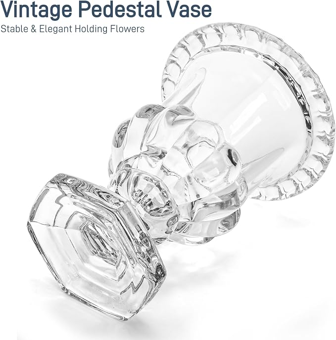 8 Inch Glass Urn Vase, Large Crystal Glass Vase, Vintage Vases - Image 4