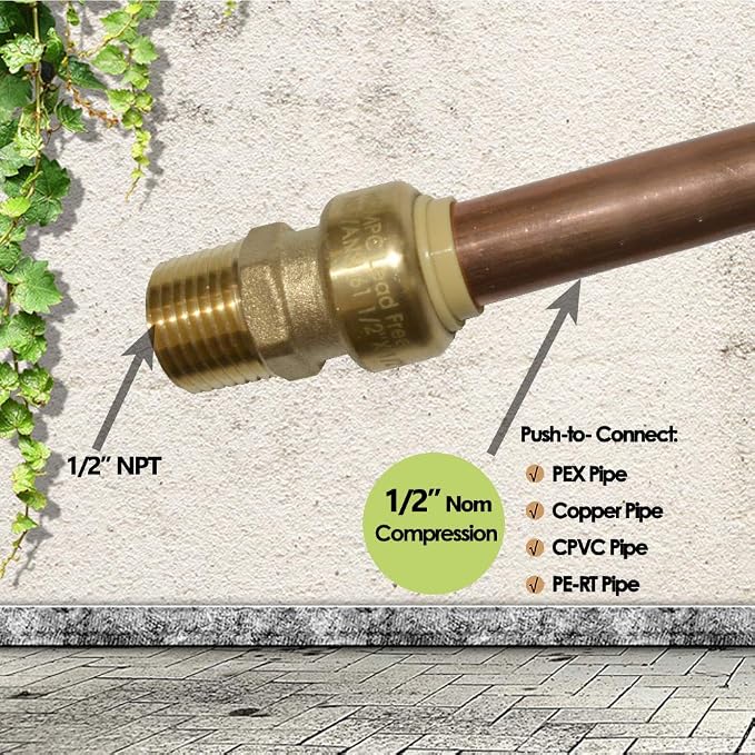 Pex Fitting 1/2" Straight Coupling Push Fit PEX Fittings, Push-to-Connect Copper - Image 2