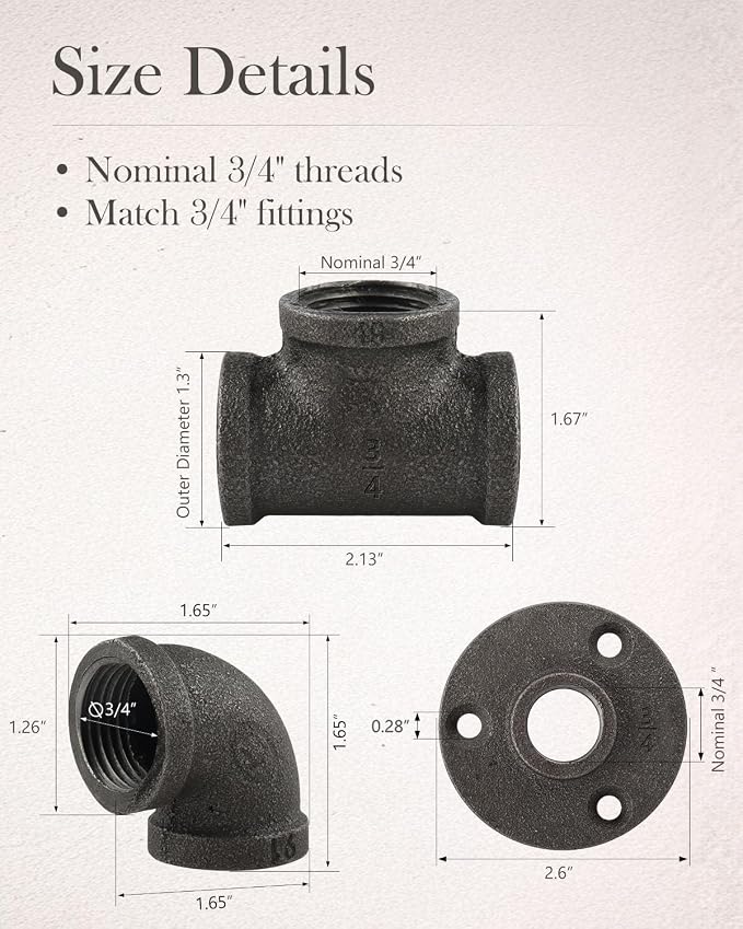 30 Pack 3/4 Inch Cast Iron Pipe Fittings - Image 3