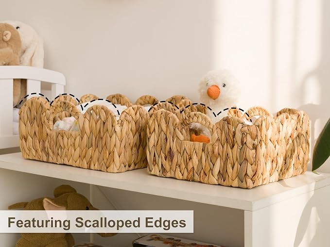 StorageWorks Scalloped Basket for Shelves, Water Hyacinth Storage Baskets | - Image 5