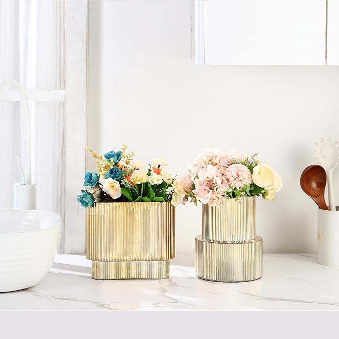 Gold Glass Vases, Modern Glass Vase - Image 3