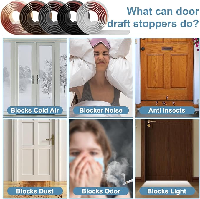 Door Draft Stopper, Door Sweep, Weather Stripping Seal 39Inch Gray | Silicone - Image 7