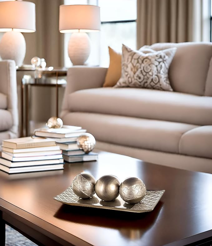 Creative Scents Dublin Silver Decorative Tray and Orbs Balls Set - Image 8