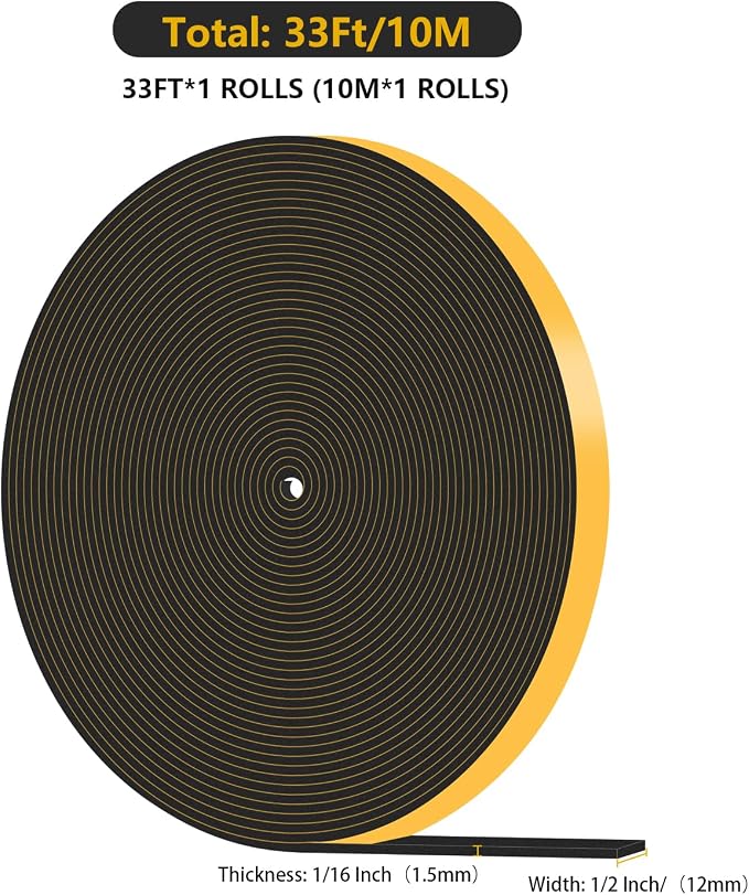 Weather Stripping Door Seal, High Density CR, 1/2 in x 1/16 in x 33Ft | Air - Image 4