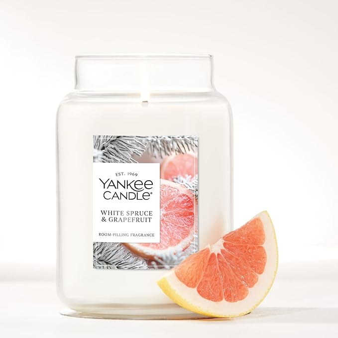 Yankee Candle White Spruce & Grapefruit Scented Candle, 22oz Large Jar - Image 4