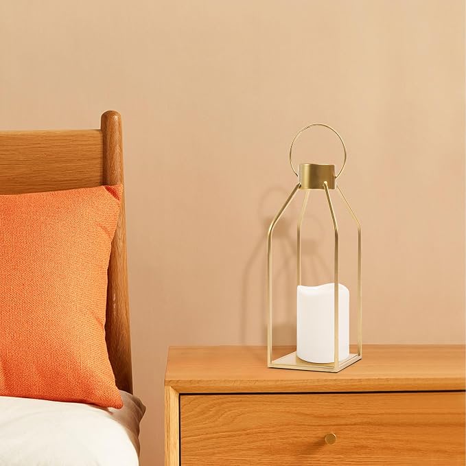 HPC Decor Modern Farmhouse Lantern Decor- Gold Metal Candle Lanterns - Image 8
