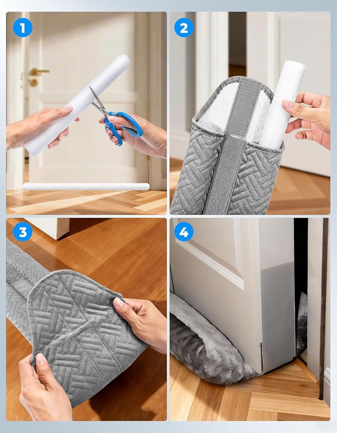 Premium Velvet Under Door Draft Stopper Noise Blocker – Blocks Drafts, Noise & - Image 4