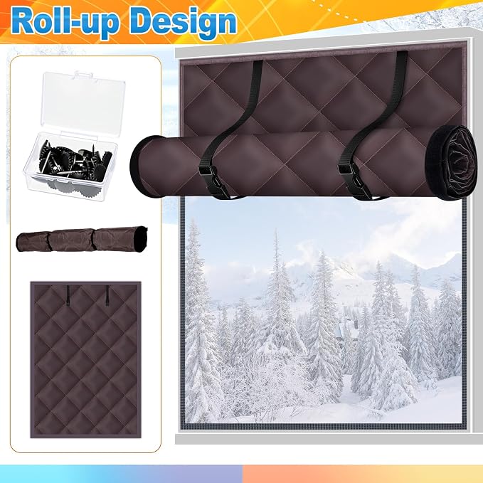 Fanfanwin 1 Pcs 39 x 26 Inches Window Insulation Curtain Kit Winter Thermal - Image 7