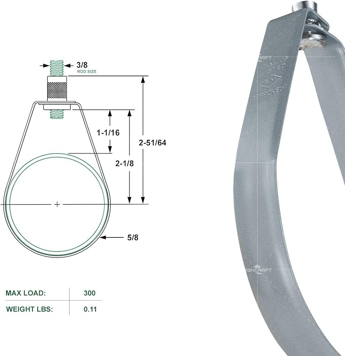 Highcraft ITSO-FQ114-10 Swivel Loop Pipe Hanger, Epoxy Coated Steel, 1-1/4 in. - Image 7