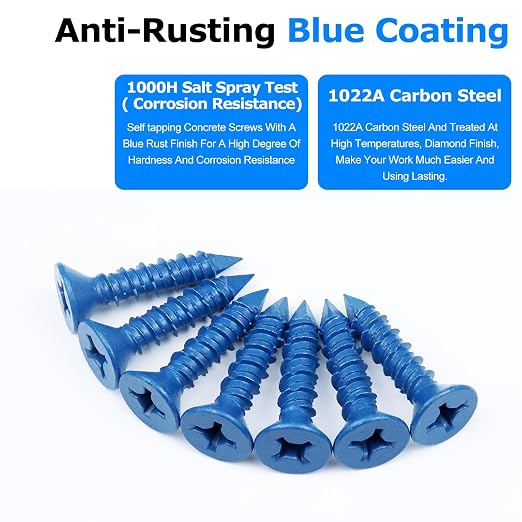 100PCS Concrete Screws Assortment Kit, 1/4" x1-1/4 Masonry Screws - Image 2