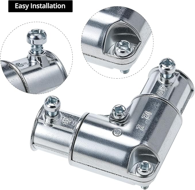 QWORK 1/2 Inch EMT Conduit Fittings Inside Corner Pull Elbow, 10 Pack 90 Degree - Image 4
