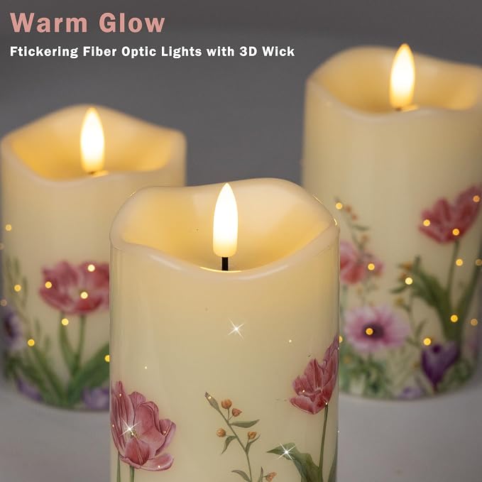 Flameless Candles, Battery Operated Floral Candles - Image 2
