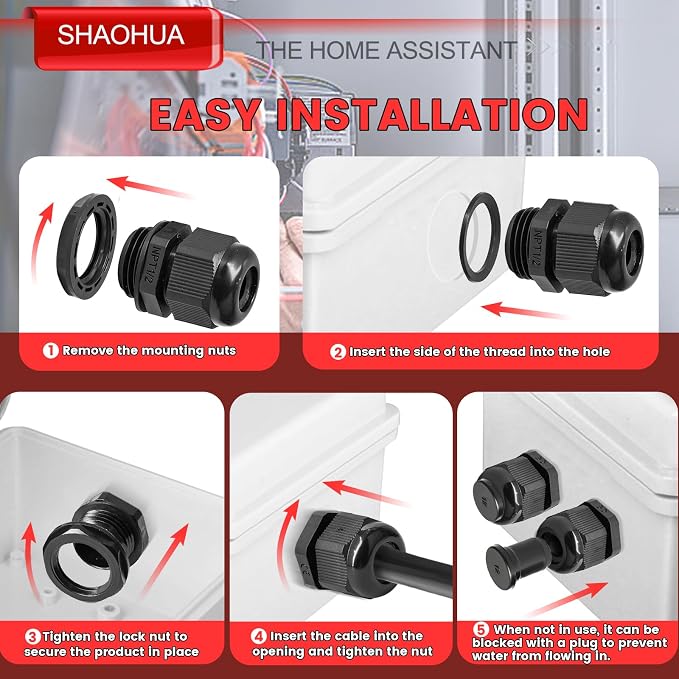 30PCS 1/2" NPT Cable Gland, IP68 Waterproof Adjustable Strain Relief Cord - Image 6