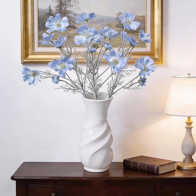 4 Pcs Light Blue 24" Tall Artificial Cosmos Flowers - Image 6