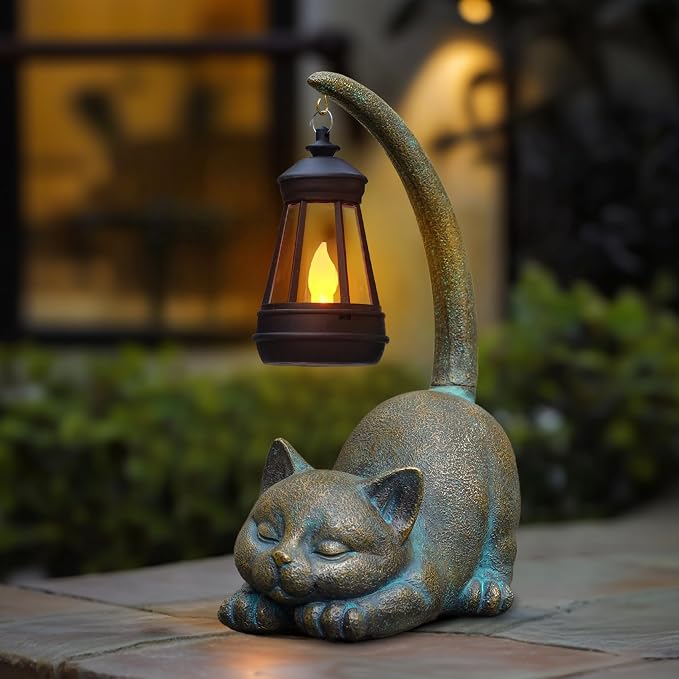 MININOVA Solar Garden Statues Cat Figurine Outdoor Decor by MININOVA