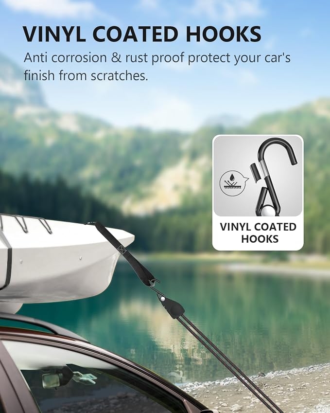 Kayak Straps Tie Downs 8 Pack Set, Adjustable Ratchet Tie Down Straps | Roof - Image 5