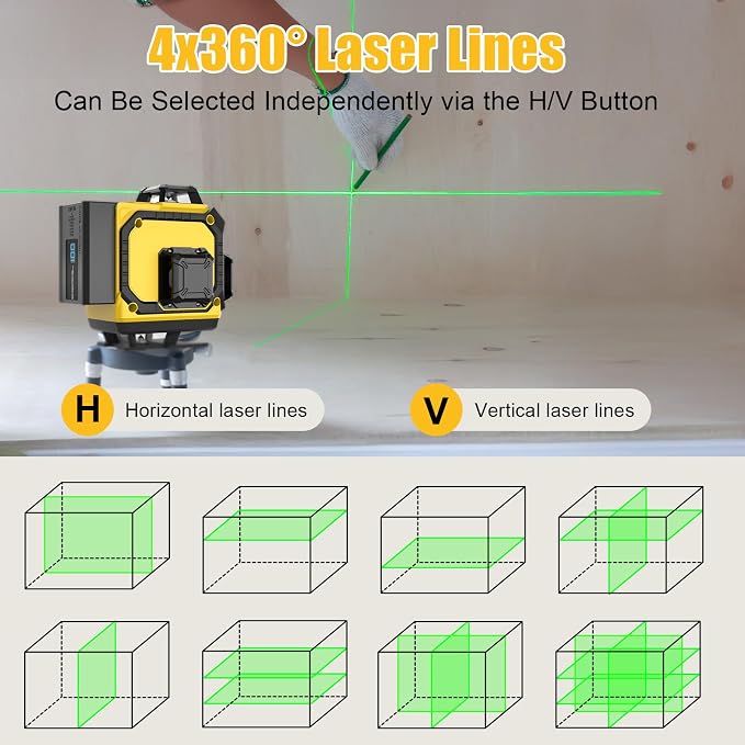 360 Laser Level with Tripod, Self Leveling Laser Leveler Tool, 4x360° Cross - Image 2