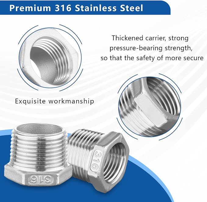 316 Stainless Steel Hex Bushing Reducer, Oil & Gas Systems - Image 3