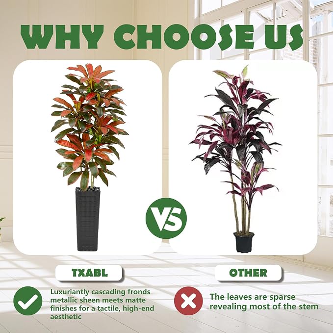 Artificial Red Dracaena Tree Indoor, 7FT Tall Fake Floor Plants - Image 8
