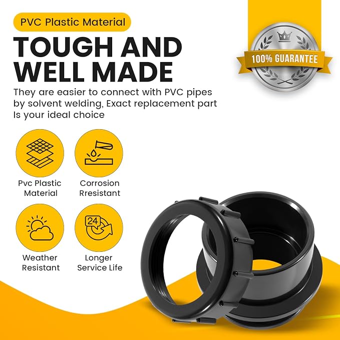 2 Pack 270100 Black Pool Valve Adaptor Replacement Kit Fit - Image 6