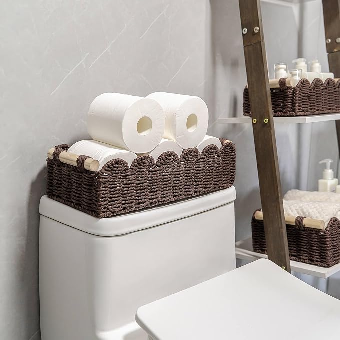 CubesLand Scalloped Toilet Paper Storage Basket W/Handle - Image 5