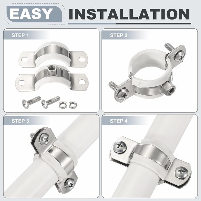 HARFINGTON 5pcs 201 Stainless Steel 1.9-2"/48-50mm Split Ring Pipe Hanger Pipe - Image 4